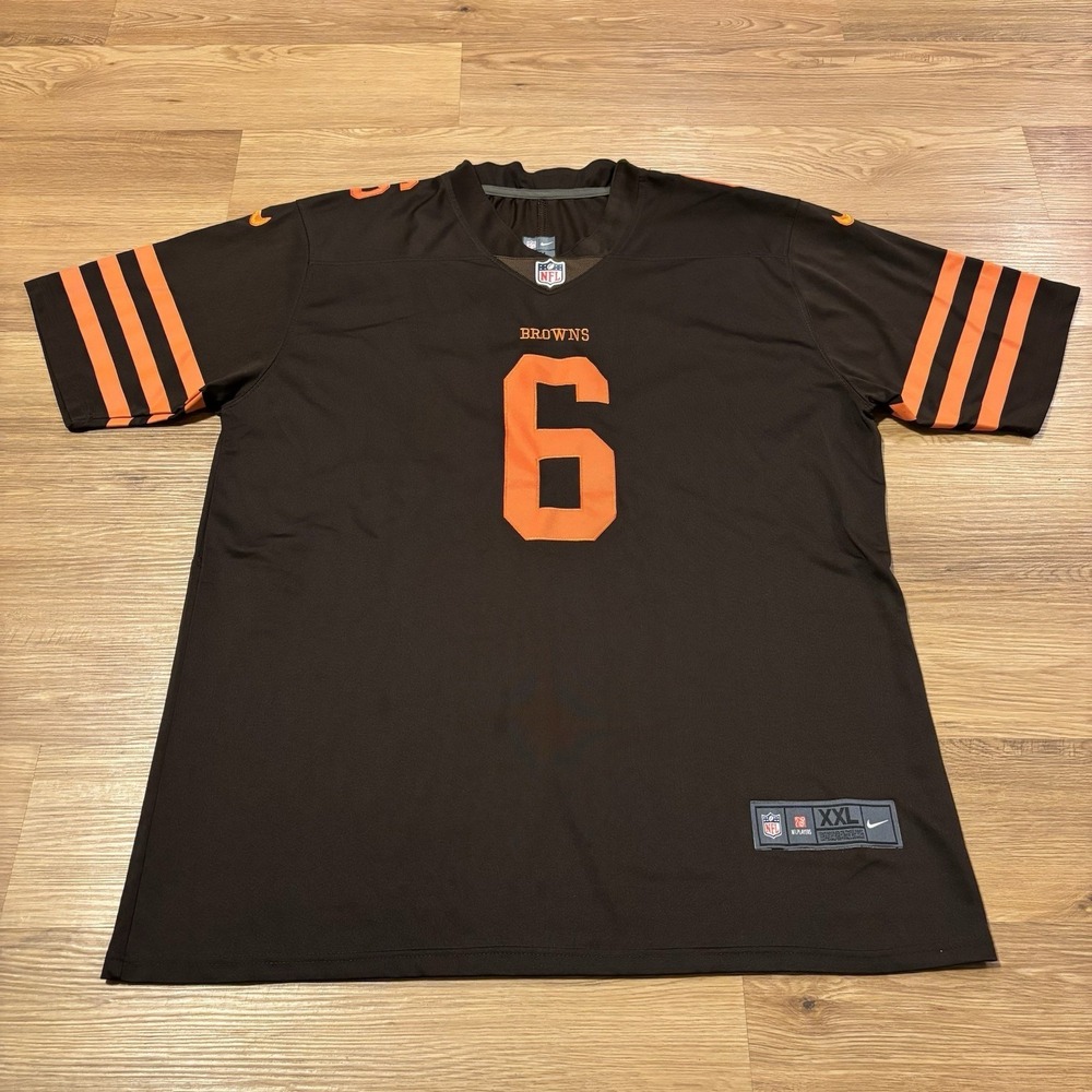 Nike Cleveland Browns Baker Mayfield #6 Jersey Mens XXL Brown Stitched On Field